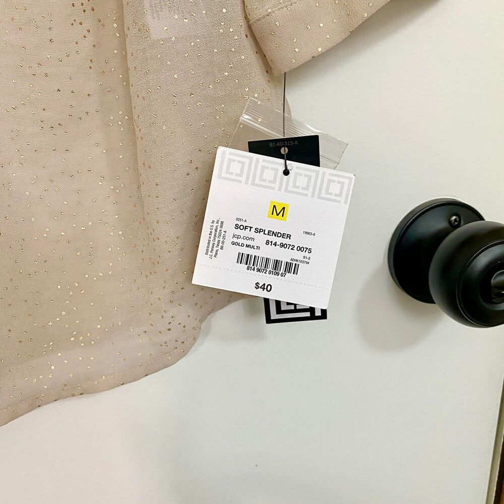 NWT Liz Claiborne Gold Shimmer Blouse Size M | Top 3/4 Sleeve - Picture 4 of 4